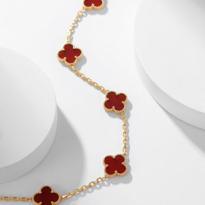 [Opulent Aurora]CLOVER 10 MOTIFS CARNELIAN NECKLACE