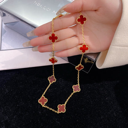 [Opulent Aurora]CLOVER 10 MOTIFS CARNELIAN NECKLACE