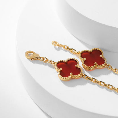 [Opulent Aurora]CLOVER 10 MOTIFS CARNELIAN NECKLACE