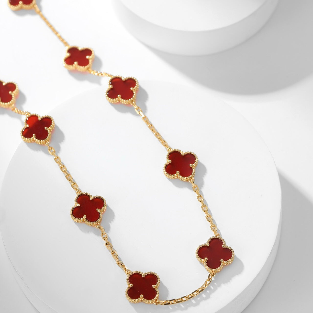 [Opulent Aurora]CLOVER 10 MOTIFS CARNELIAN NECKLACE