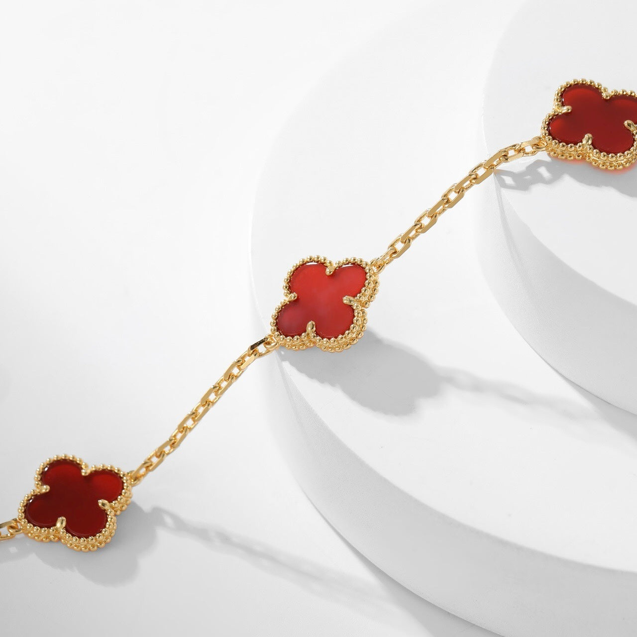 [Opulent Aurora]CLOVER 10 MOTIFS CARNELIAN NECKLACE