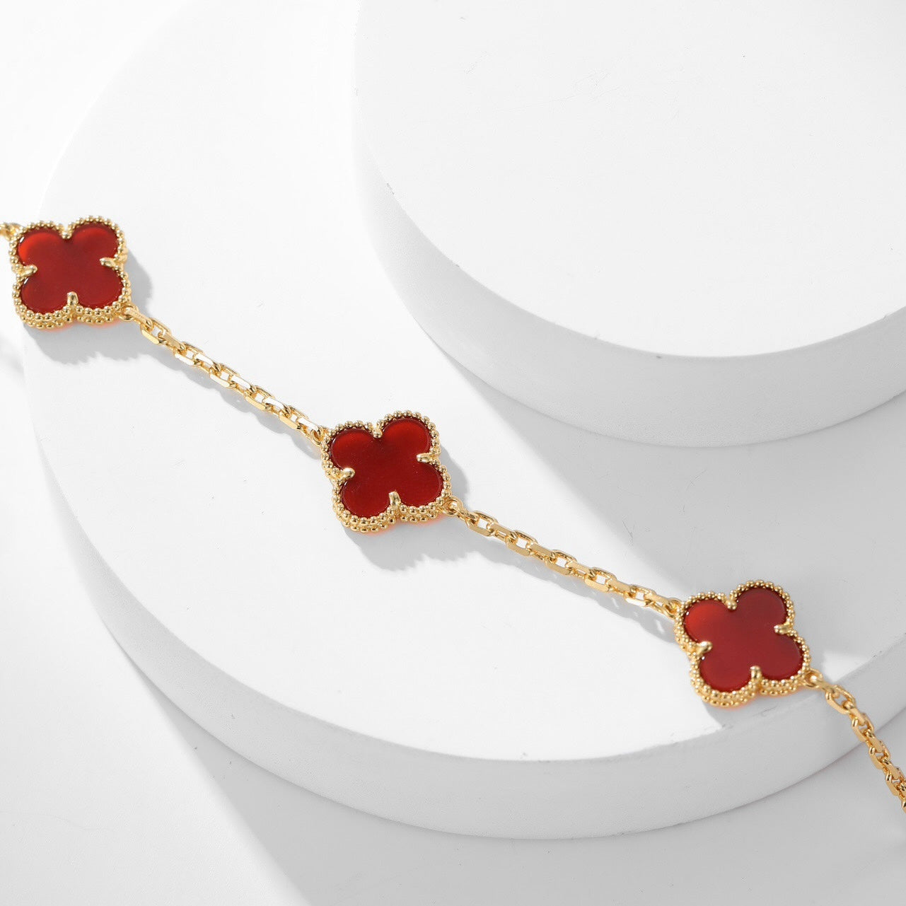 [Opulent Aurora]CLOVER 10 MOTIFS CARNELIAN NECKLACE