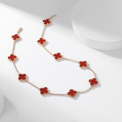 [Opulent Aurora]CLOVER 10 MOTIFS CARNELIAN NECKLACE