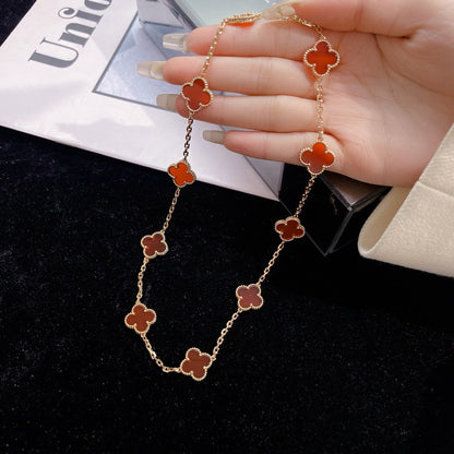 [Opulent Aurora]CLOVER 10 MOTIFS CARNELIAN NECKLACE