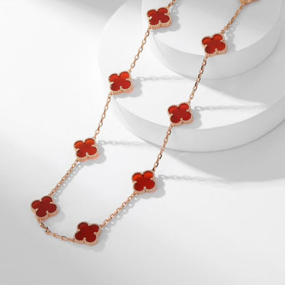 [Opulent Aurora]CLOVER 10 MOTIFS CARNELIAN NECKLACE