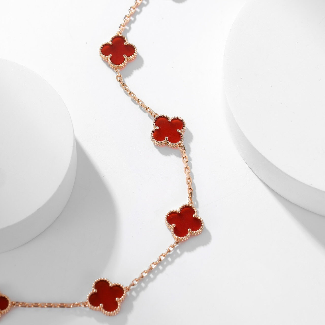 [Opulent Aurora]CLOVER 10 MOTIFS CARNELIAN NECKLACE