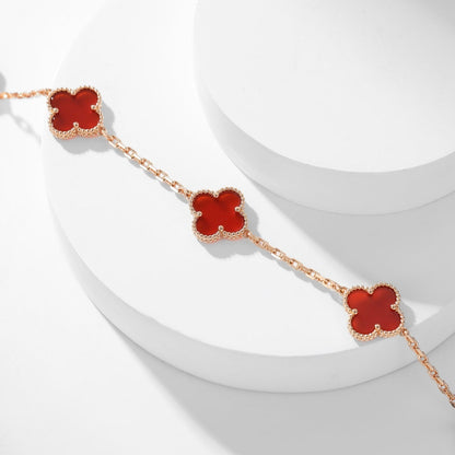 [Opulent Aurora]CLOVER 10 MOTIFS CARNELIAN NECKLACE