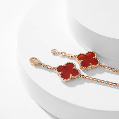 [Opulent Aurora]CLOVER 10 MOTIFS CARNELIAN NECKLACE