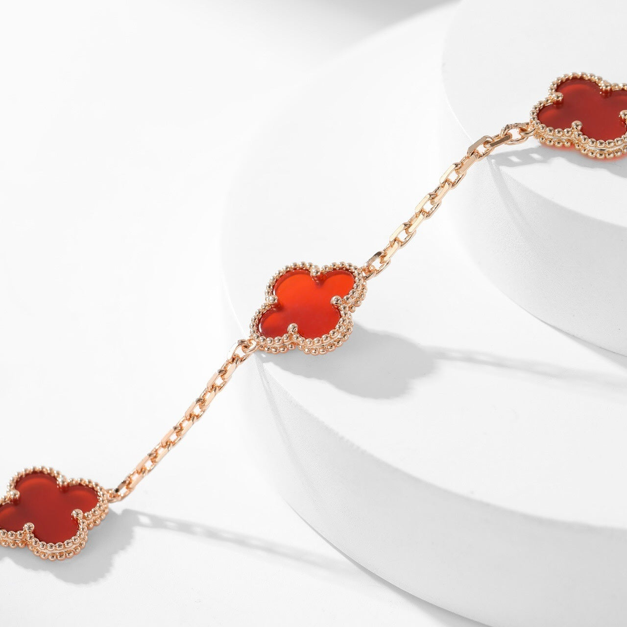 [Opulent Aurora]CLOVER 10 MOTIFS CARNELIAN NECKLACE