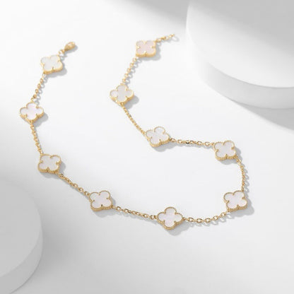 [Opulent Aurora]CLOVER 10 MOTIFS WHITE MOTHER OF PEARL NECKLACE