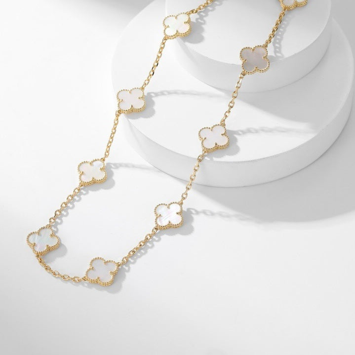 [Opulent Aurora]CLOVER 10 MOTIFS WHITE MOTHER OF PEARL NECKLACE