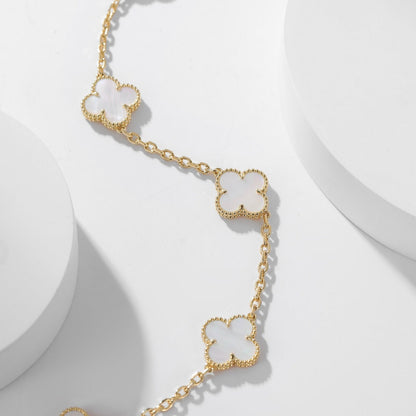 [Opulent Aurora]CLOVER 10 MOTIFS WHITE MOTHER OF PEARL NECKLACE