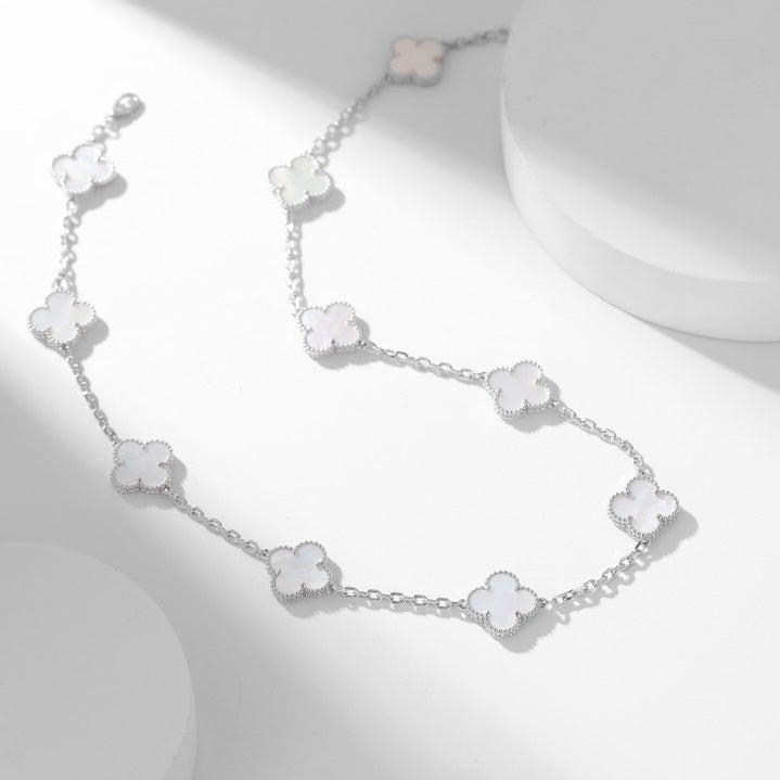 [Opulent Aurora]CLOVER 10 MOTIFS WHITE MOTHER OF PEARL NECKLACE