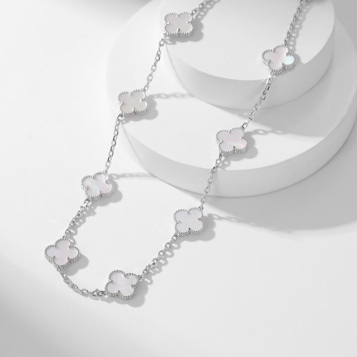 [Opulent Aurora]CLOVER 10 MOTIFS WHITE MOTHER OF PEARL NECKLACE