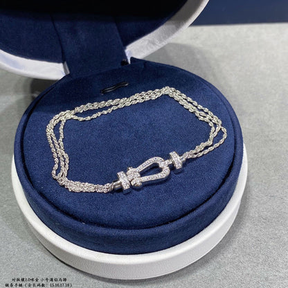 [Opulent Aurora]FORCE SMALL HORSESHOE  DIAMOND CHAIN ROPE BRACELET