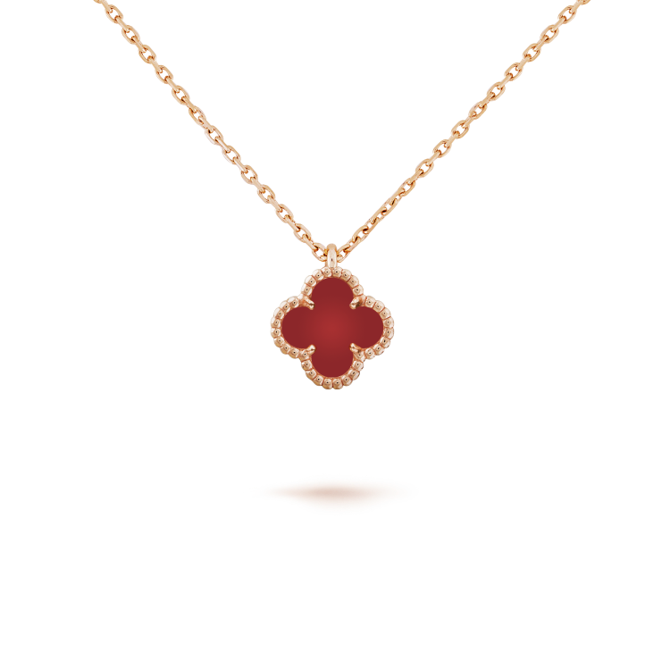 [Opulent Aurora]CLOVER MINI 9.5MM WHITE CARNELIANS NECKLACE