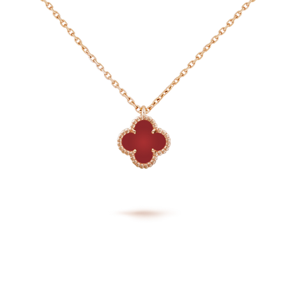 [Opulent Aurora]CLOVER MINI 9.5MM WHITE CARNELIANS NECKLACE