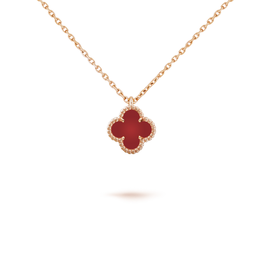 [Opulent Aurora]CLOVER MINI 9.5MM WHITE CARNELIANS NECKLACE