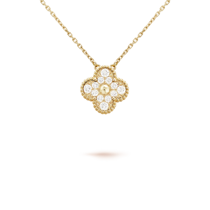 [Opulent Aurora]CLOVER 15MM DIAMOND SINGLE FLOWER NECKLACE