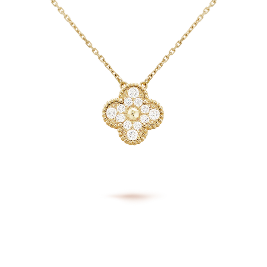 [Opulent Aurora]CLOVER 15MM DIAMOND SINGLE FLOWER NECKLACE