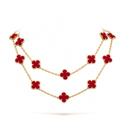 [Opulent Aurora]CLOVER 20 MOTIFS CARNELIAN NECKLACE