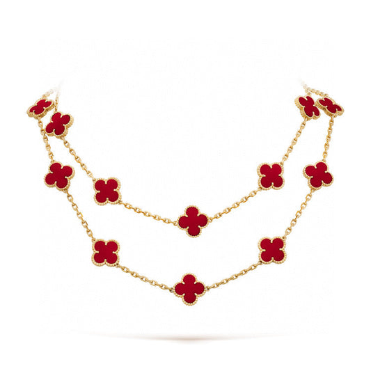 [Opulent Aurora]CLOVER 20 MOTIFS CARNELIAN NECKLACE