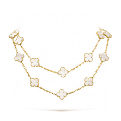 [Opulent Aurora]CLOVER 20 MOTIFS WHITE MOP NECKLACE