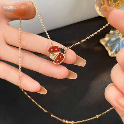 [Opulent Aurora]LUCKY  CARNELIANS LADYBUG NECKLACE