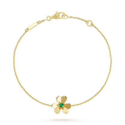 [Opulent Aurora]FRIVOLE GOLD FLOWER PINK MALACHITE BRACELET