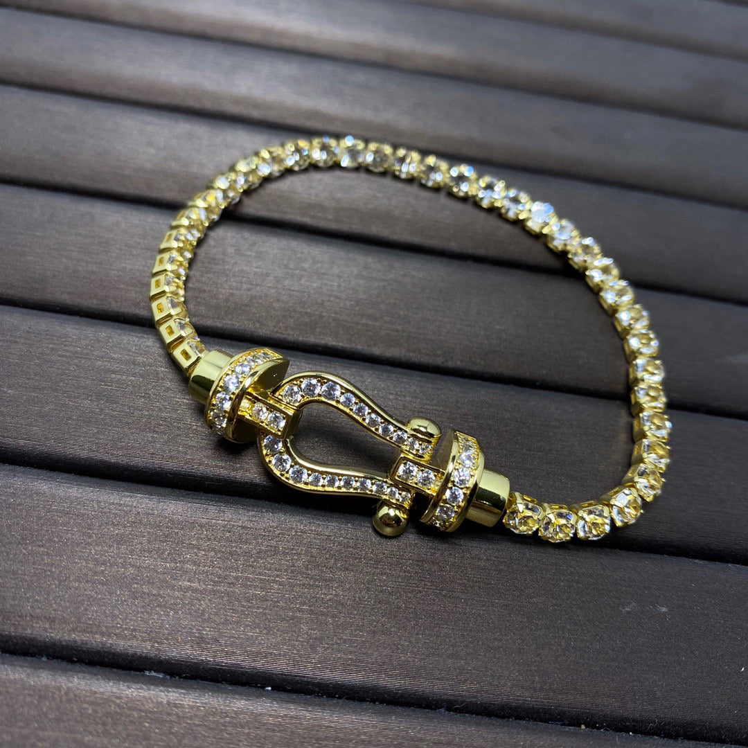 [Opulent Aurora]FORCE  LARGE HORSESHOE FULL DIAMOND TENNIS BRACELET