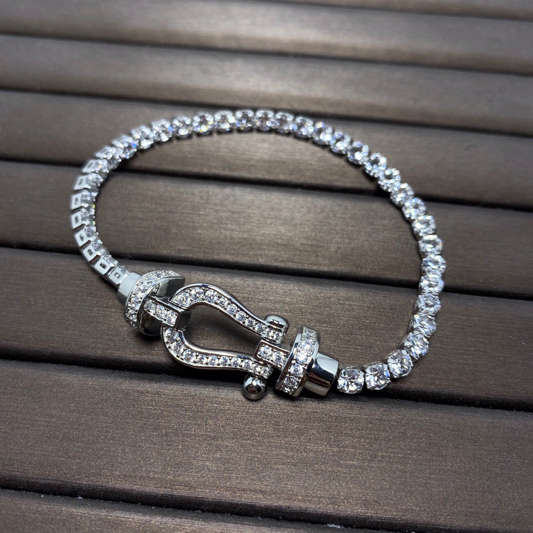 [Opulent Aurora]FORCE  LARGE HORSESHOE FULL DIAMOND TENNIS BRACELET