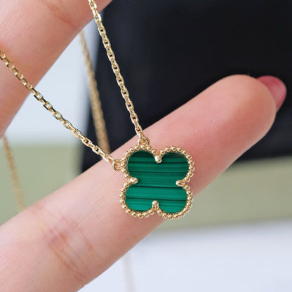 [Opulent Aurora]CLOVER 15MM MALACHITE SINGLE FLOWER  NECKLACE