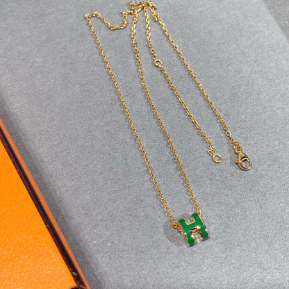 [Opulent Aurora]POP H GREEN NECKLACE SILVER AND GOLD