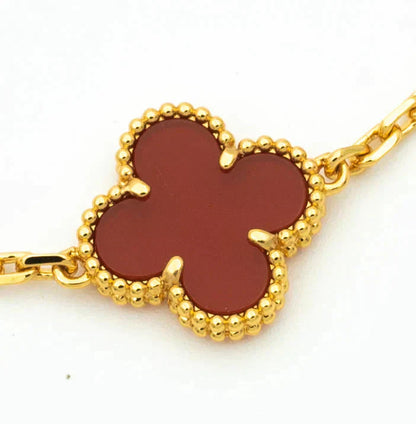 [Opulent Aurora]CLOVER  5 MOTIFS CARNELIAN GOLD BRACELET