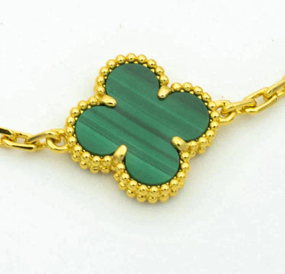 [Opulent Aurora]CLOVER  5 MOTIF MALACHITE DIAMOND BRACELET