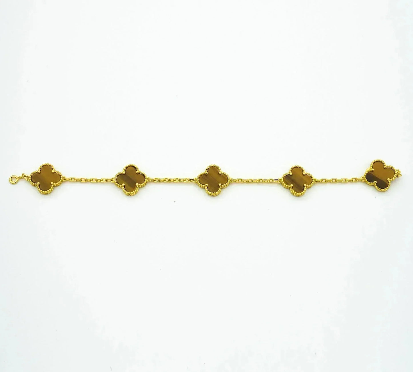 [Opulent Aurora]CLOVER  5 MOTIFS TIGER EYE BRACELET