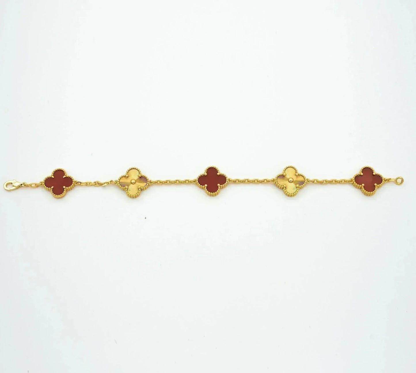 [Opulent Aurora]CLOVER  5 MOTIFS CARNELIAN GOLD BRACELET