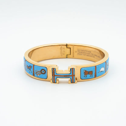 [Opulent Aurora]H PINK GOLD BRACELET BLUE CERAMIC