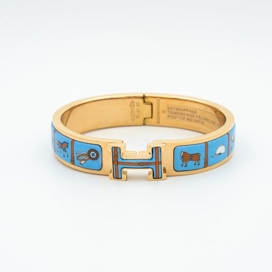 [Opulent Aurora]H PINK GOLD BRACELET BLUE CERAMIC