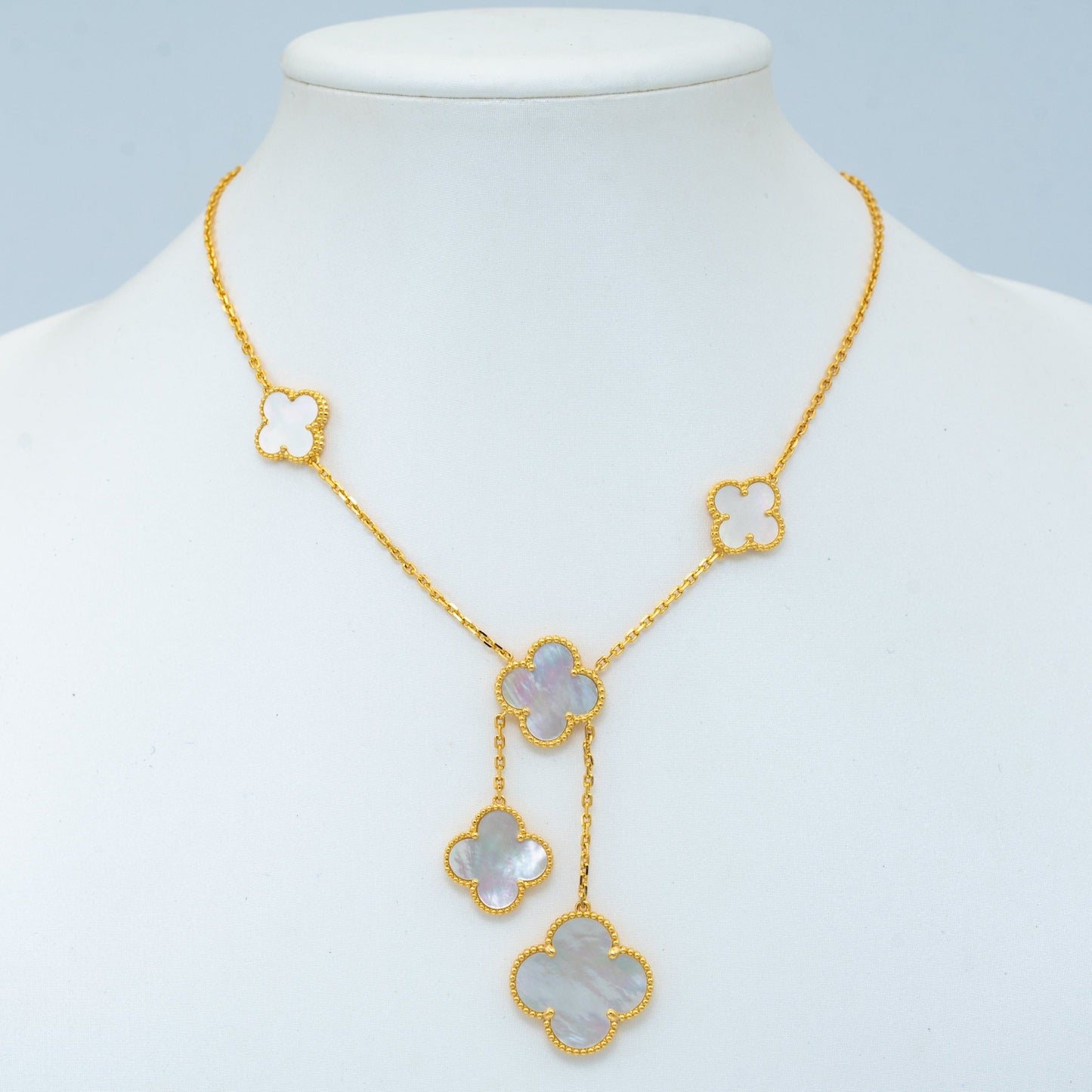 [Opulent Aurora]CLOVER MOTHER OF PEARL NECKLACE 6 MOTIF