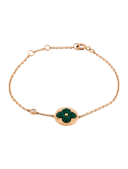 [Opulent Aurora]SUN MALACHITE 1 DIAMOND PINK GOLD BRACELET