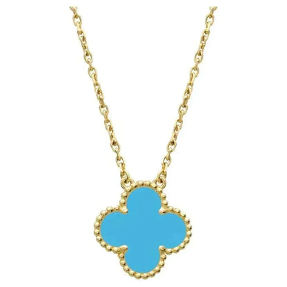 [Opulent Aurora]CLOVER 15MM VINTAGE TURQUOISE NECKLACE