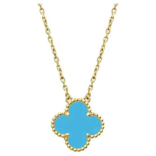 [Opulent Aurora]CLOVER 15MM VINTAGE TURQUOISE NECKLACE