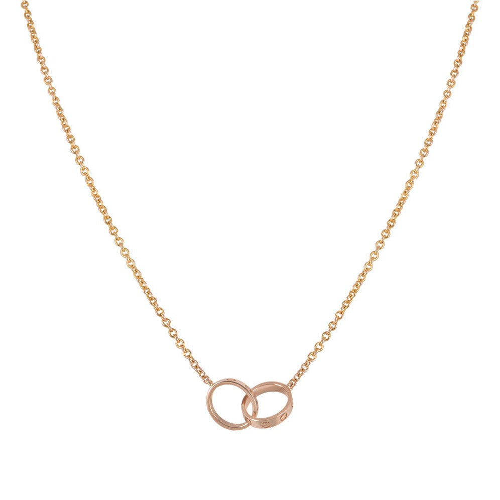 [Opulent Aurora]LOVE NECKLACE DOUBLE RING PINK GOLD