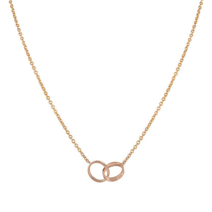 [Opulent Aurora]LOVE NECKLACE DOUBLE RING PINK GOLD