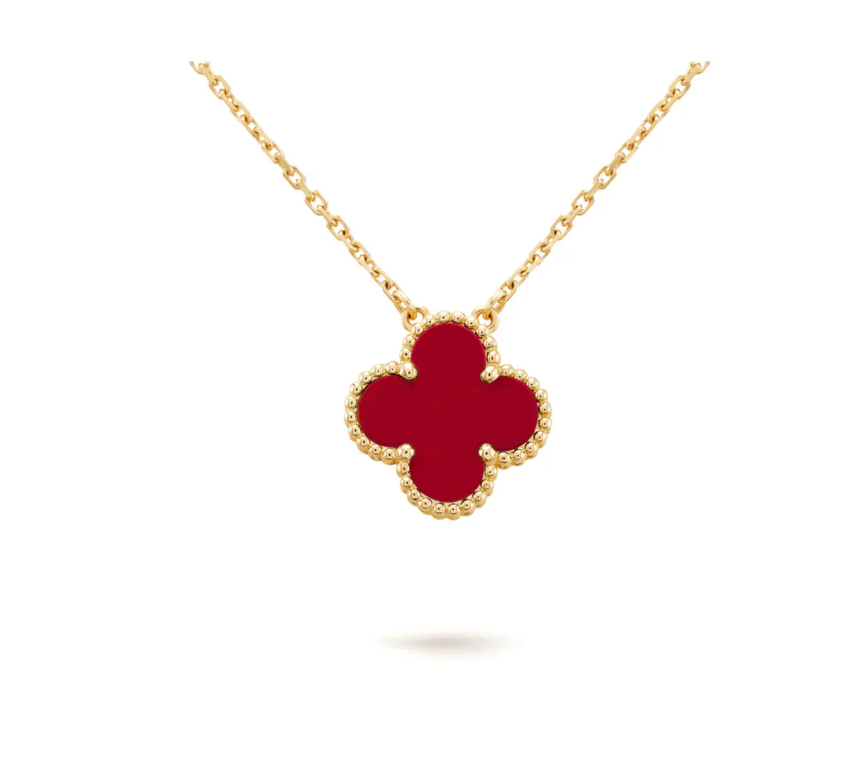 [Opulent Aurora]CLOVER 15MM CARNELIAN SINGLE FLOWER NECKLACE