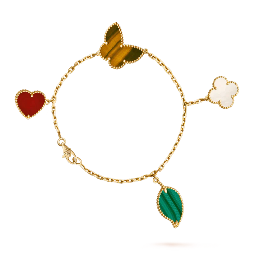 [Opulent Aurora]LUCKY SPRING 5 MOTIF GOLD BRACELET