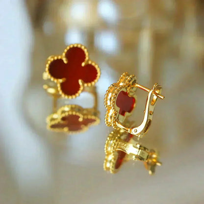 [Opulent Aurora]CLOVER MEDIUM 1 MOTIFS CARNELIAN  EARRINGS