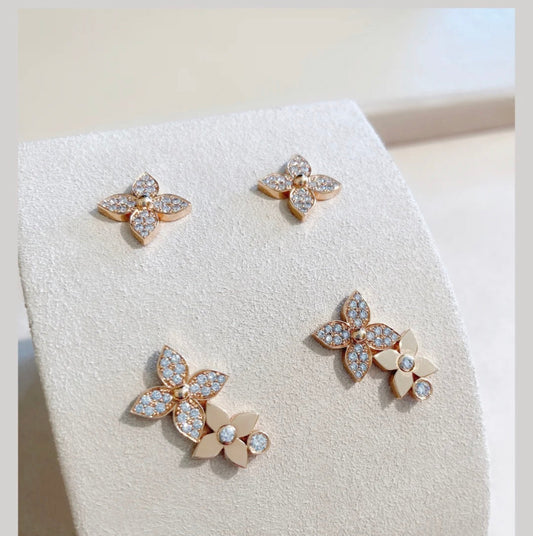 [Opulent Aurora]STAR BLOSSOM STUD EARRINGS PINK GOLD DIAMONDS