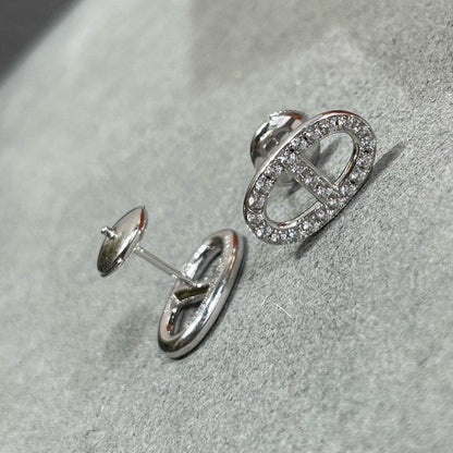 [Opulent Aurora]HM FULL DIAMOND PIG NOSE STUD EARRINGS